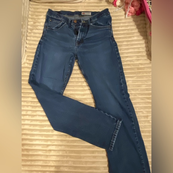 Wrangler Slim Straight Mens Blue Jeans - Picture 1 of 4